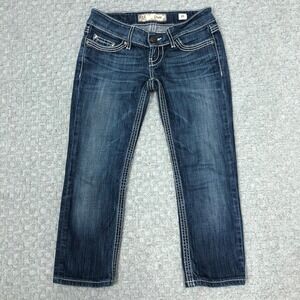 BKE Denim Stella Slim Straight Jeans Womens 25 Blue Med Wash Low Rise Stretch